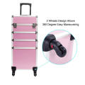 4 in 1 Aluminum Rolling Cosmetic Makeup Train Case Trolley, 4 Removable Wheels